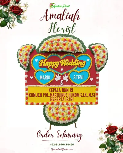 Karangan Papan Bunga Pernikahan di Podo